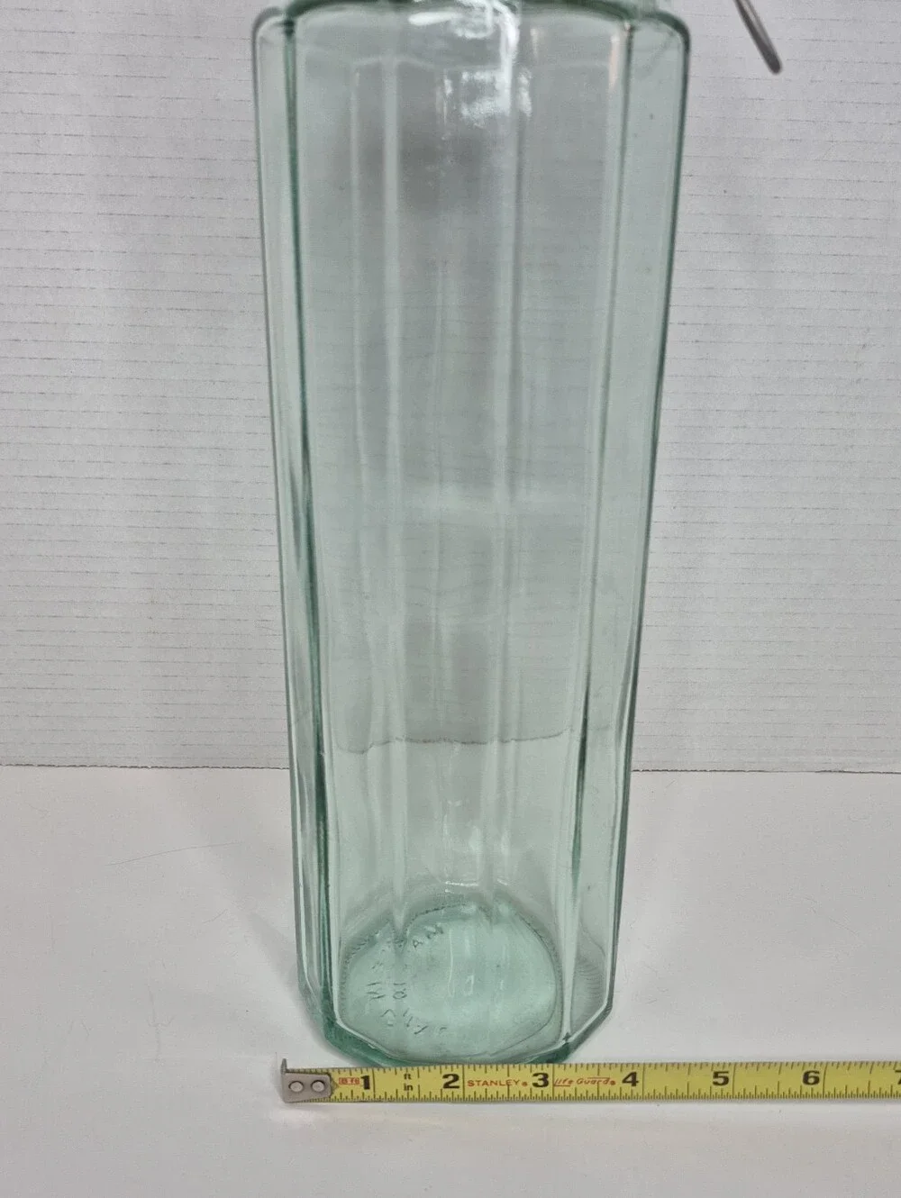 Vintage Vetreria Ettrusca Paneled Green Glass Jar Spaghetti Jar Italy 13in Tall